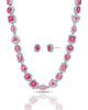 Conjunto Colar Riviera Mix Rubi Cravejado Cristal com Fecho Italiano - 40 cm