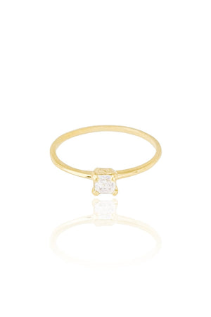Anel Solitário Cristal Tamanho 21 Banhado a Ouro 18K