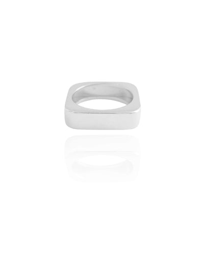 Anel Quadrado Liso Tamanho 20 Ródio Branco