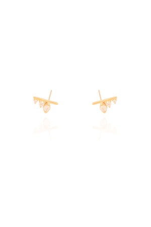 Brinco Graveto Pontos de Luz Cristal Banhado a Ouro 18K