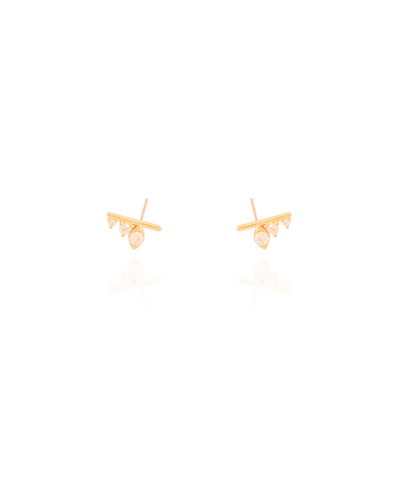 Brinco Graveto Pontos de Luz Cristal Banhado a Ouro 18K