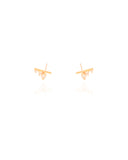 Brinco Graveto Pontos de Luz Cristal Banhado a Ouro 18K