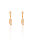 Brinco Gota Cravejado Cristal 3.2 cm Banhado a Ouro 18K
