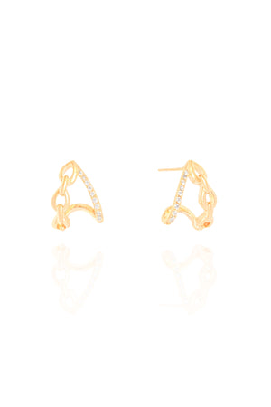 Brinco Argola Gota Entrelaçada Cravejada Cristal 1.4 cm Banhado a Ouro 18K