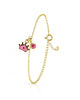 Pulseira Infantil Coroa Princesa Esmaltada com Coração e Ponto de Luz Rosa