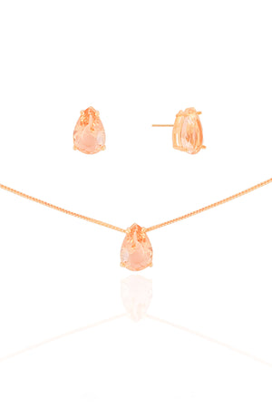 Conjunto Gota Morganita Banhado a Ouro 18K