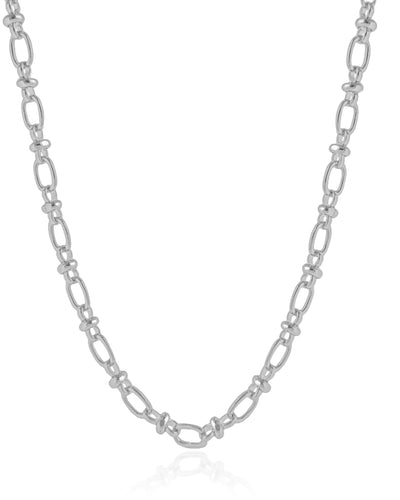 Colar Elos Ovais 6 mm Ródio Branco - 55 cm