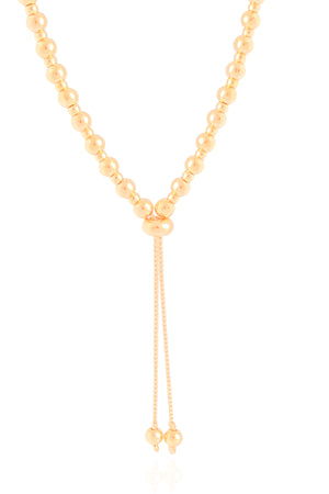 Gargantilha Gravata Bolinhas Lisas Banhado a Ouro 18K - 50 cm