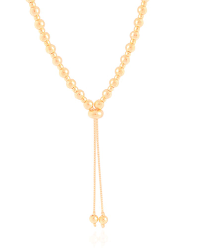 Colar Gravata Bolinhas Lisas Banhado a Ouro 18K - 50 cm