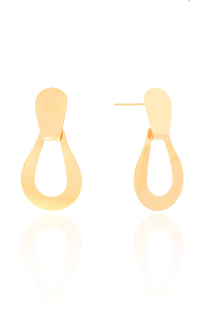 Brinco Gota Vazada Lisa 5.1 cm Banhado a Ouro 18K