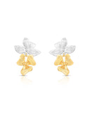 Brinco Flor Dupla Pendurada Detalhes Lisa