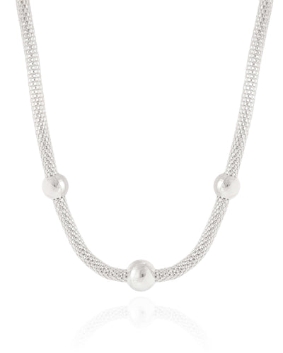 Choker Detalhada com Bolas Ródio Branco - 37 cm