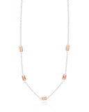 Gargantilha Baguetes Citrino Ródio Branco - 40 cm