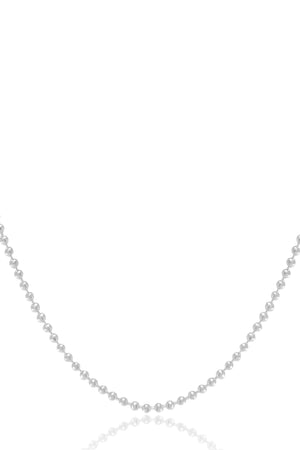 Gargantilha Longa Bolinhas 2 mm Ródio Branco