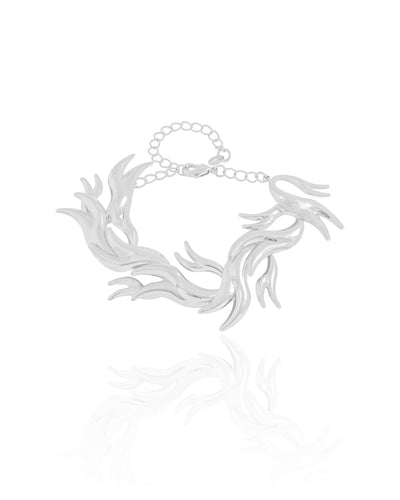 Pulseira Asas Lisas Ródio Branco