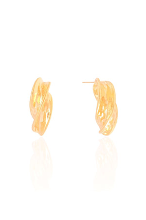 Brinco Orgânico Detalhado 2.4 cm Banhado a Ouro 18K