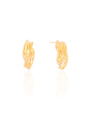 Brinco Orgânico Detalhado 2.4 cm Banhado a Ouro 18K