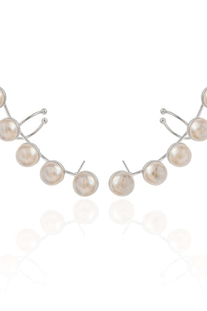 Ear Cuff Pérolas Ródio Branco