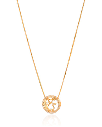 Colar Filho Menina Cravejado Cristal Banhado a Ouro 18K - 45 cm