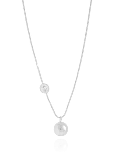 Choker Veneziana Bola Lisa e Ponto de Luz Cristal Ródio Branco - 35 cm