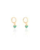 Brinco Infantil Argola Coração Verde 2.2 cm Banhado a Ouro 18K