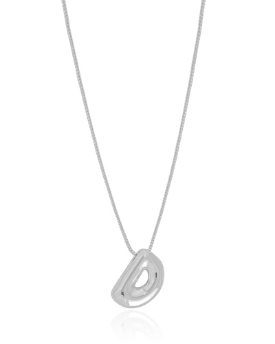 Gargantilha Veneziana Letra D 1.7 cm Bolha Ródio Branco - 45 cm