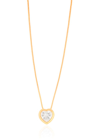 Gargantilha Veneziana Ponto de Luz Coração Cristal Banhado a Ouro 18K - 40 cm