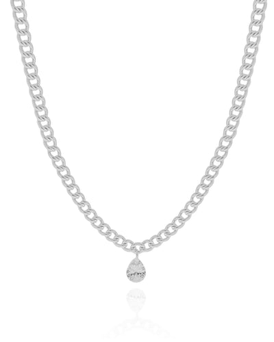 Choker Grumet Gota Cristal Ródio Branco - 33 cm
