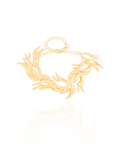 Pulseira Asas Lisas Banhado a Ouro 18K