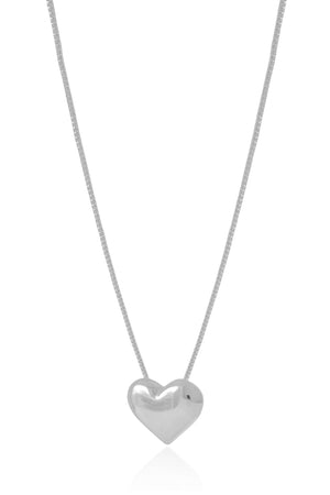 Gargantilha Veneziana Coração Liso Ródio Branco - 45 cm