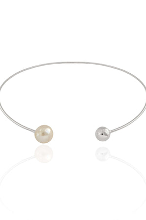 Aro Bola Lisa e Pérola Ródio Branco