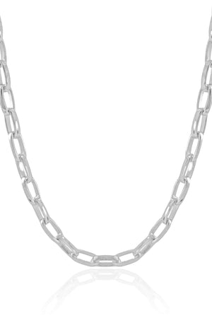 Choker Elos Ovais Lisos Ródio Branco