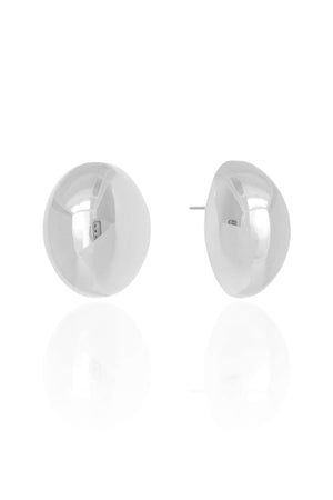 Brinco Oval Liso 2.5 cm Ródio Branco