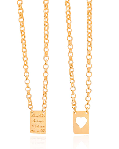 Escapulário A Medida do Amor e o Amor Sem Medidas Banhado a Ouro 18K - 60 cm