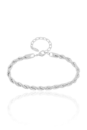 Pulseira Cordão Baiano Ródio Branco
