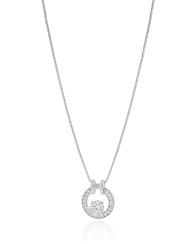 Gargantilha Redondo Cravejado Ponto de Luz Cristal Ródio Branco - 45 cm