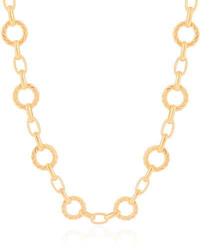 Colar Elos Redondos Detalhados Banhado a Ouro 18K - 40 cm
