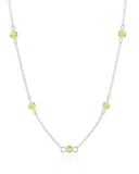 Gargantilha Infantil Elos Cristais Light Green 4 mm Ródio Branco - 35 cm