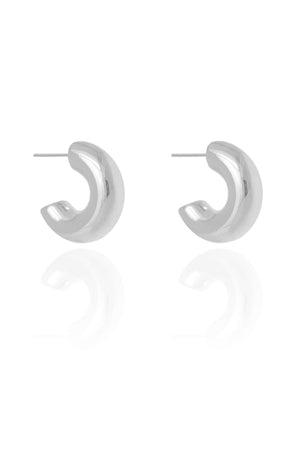 Brinco Argola Tubo Lisa ABS 2.1 cm Ródio Branco