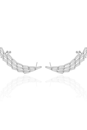 Ear Cuff Baguetes Cristal 4.9 cm Ródio Branco