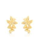Brinco Flor Dupla Pendurada Detalhes Lisa