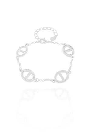Pulseira Elos Cravejados Cristal Ródio Branco