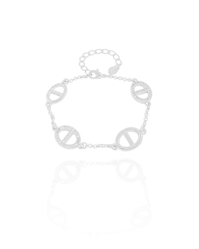 Pulseira Elos Cravejados Cristal Ródio Branco