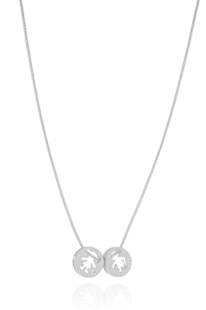 Gargantilha Veneziana FIlhos Menino e Menina Detalhe Ponto de Luz Cristal Ródio Branco - 45 cm