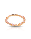 Pulseira Riviera Mix Quartzo Rosa Cravejada Cristal com Fecho Italiano