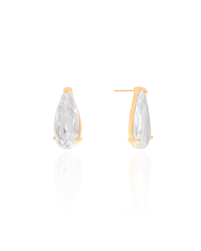 Brinco Gota Cristal 2,3 cm Banhado a Ouro 18K