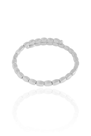 Bracelete Mola Abaulado ABS Ródio Branco