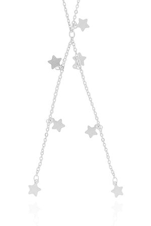 Gravata Elos Americanos Estrelas Lisas Ródio Branco - 45 cm