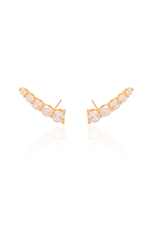 Ear Cuff Pontos de Luz Cristal 2.5 cm Banhado a Ouro 18K
