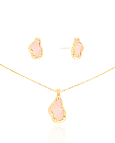 Conjunto Orgânico Resinado Rosa Quartzo